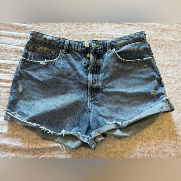 Zara Blue Jean Button Up Shorts - Picture 1 of 4